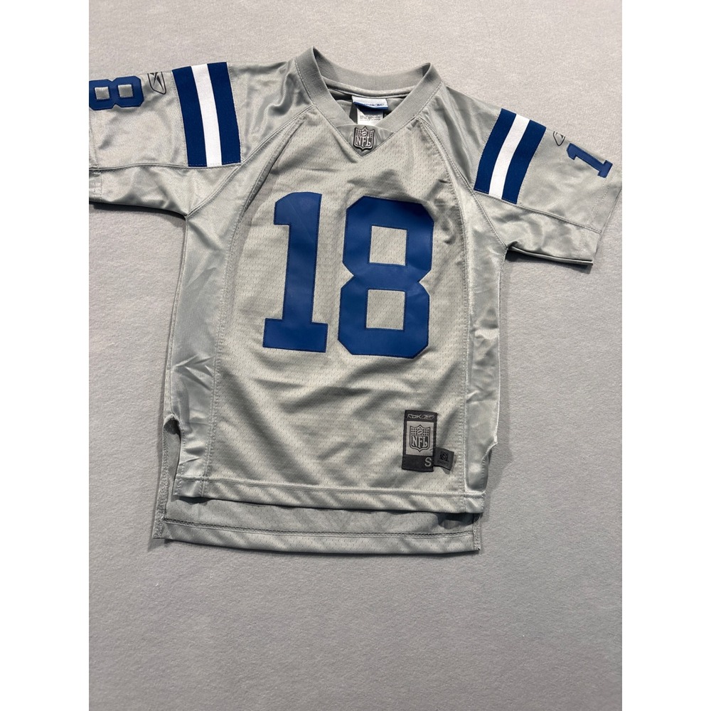 Reebok NFL Indianapolis Colts Peyton Manning 18 Jersey Youth Small 8 Silver Blue